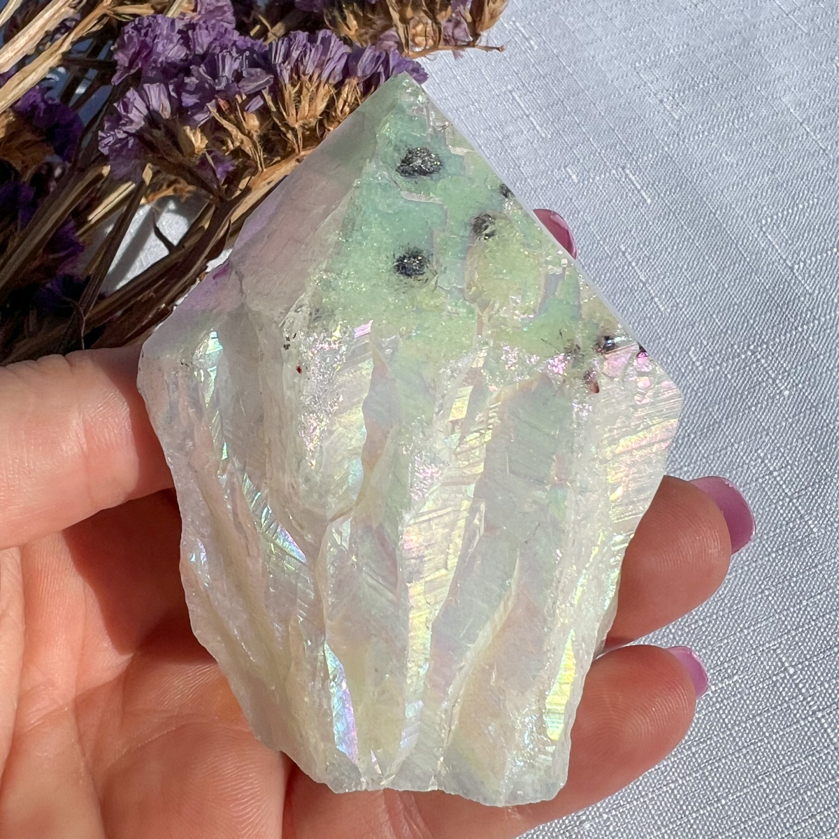 Citrine Aura Cut Base Point