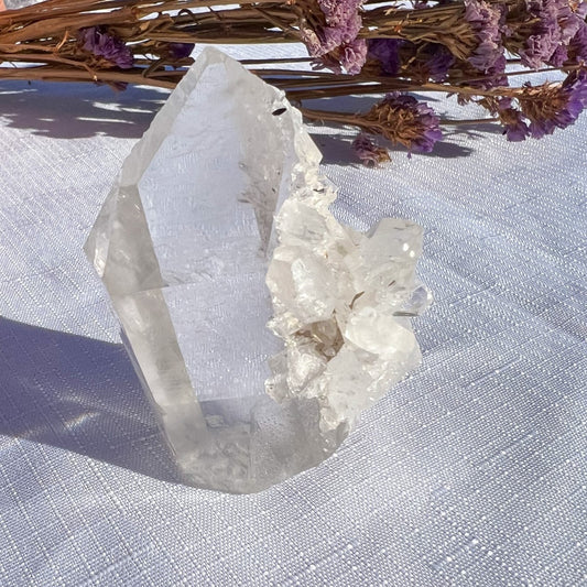 Clear Quartz Point with Cluster