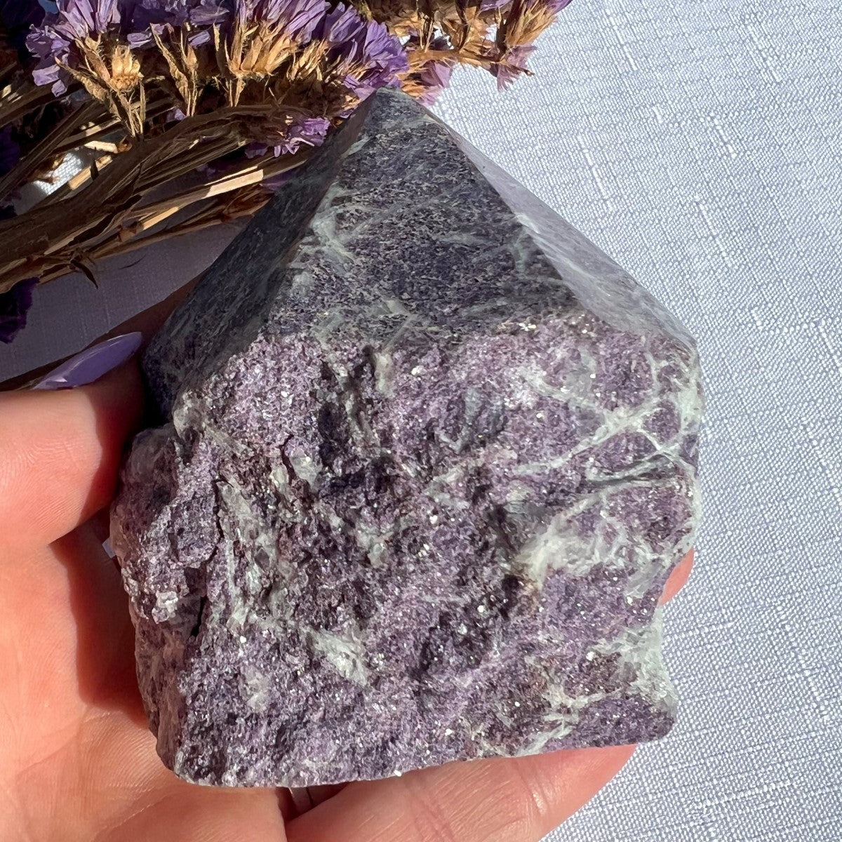 Lepidolite Cut Base Point