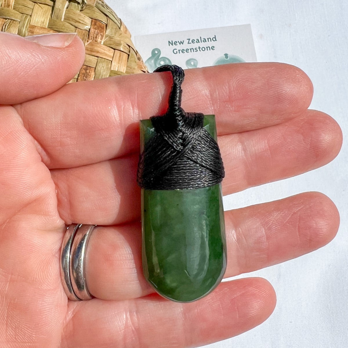 40mm NZ greenstone pendant with adjustable cord – genuine pounamu from New Zealand. Ships fast from Australia. Free shipping over $100.