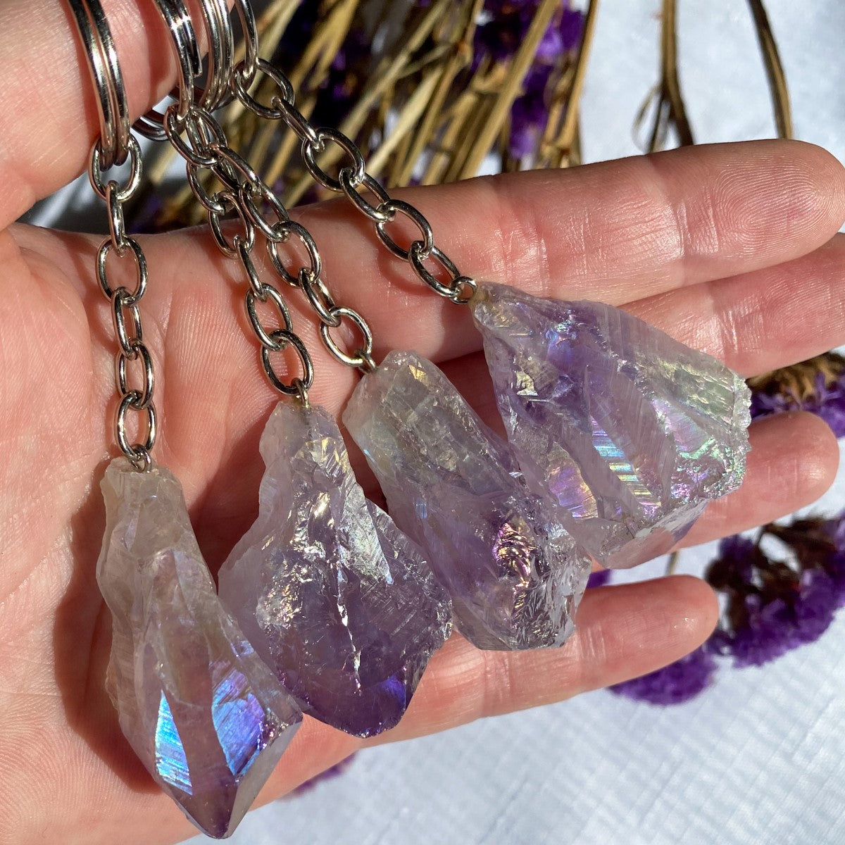 Amethyst Aura Key Chain