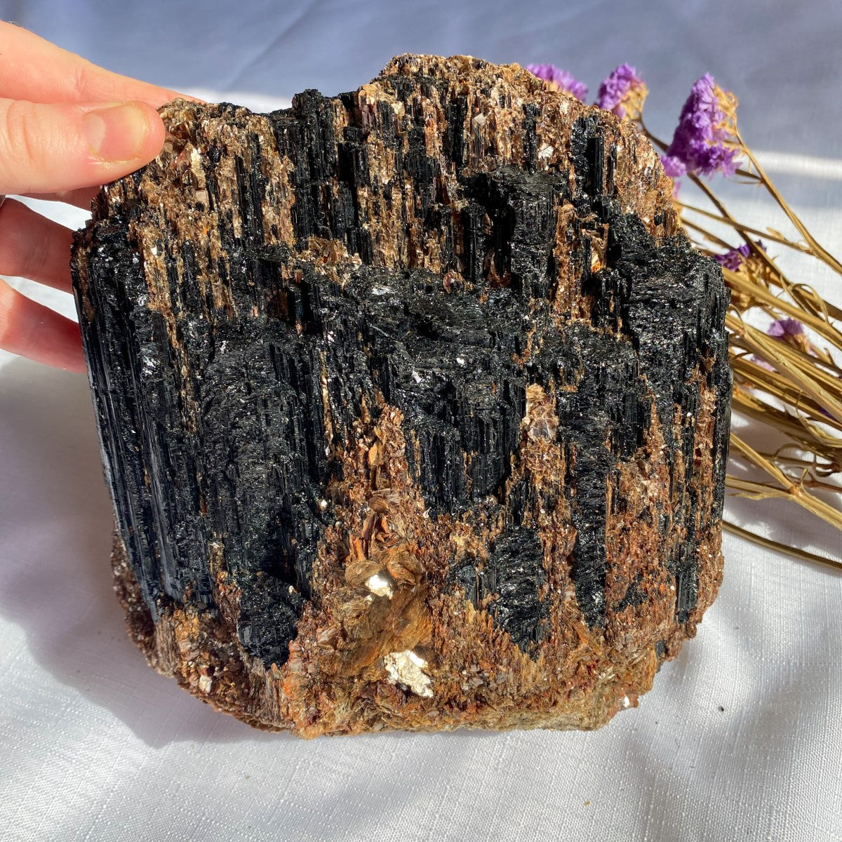 Black Tourmaline Chunk with Mica | Extra Large