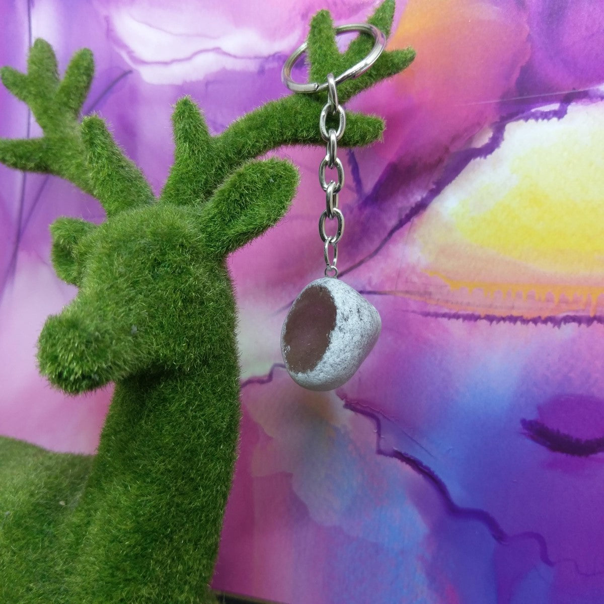 Smoky Quartz Ema Egg Key Chain.