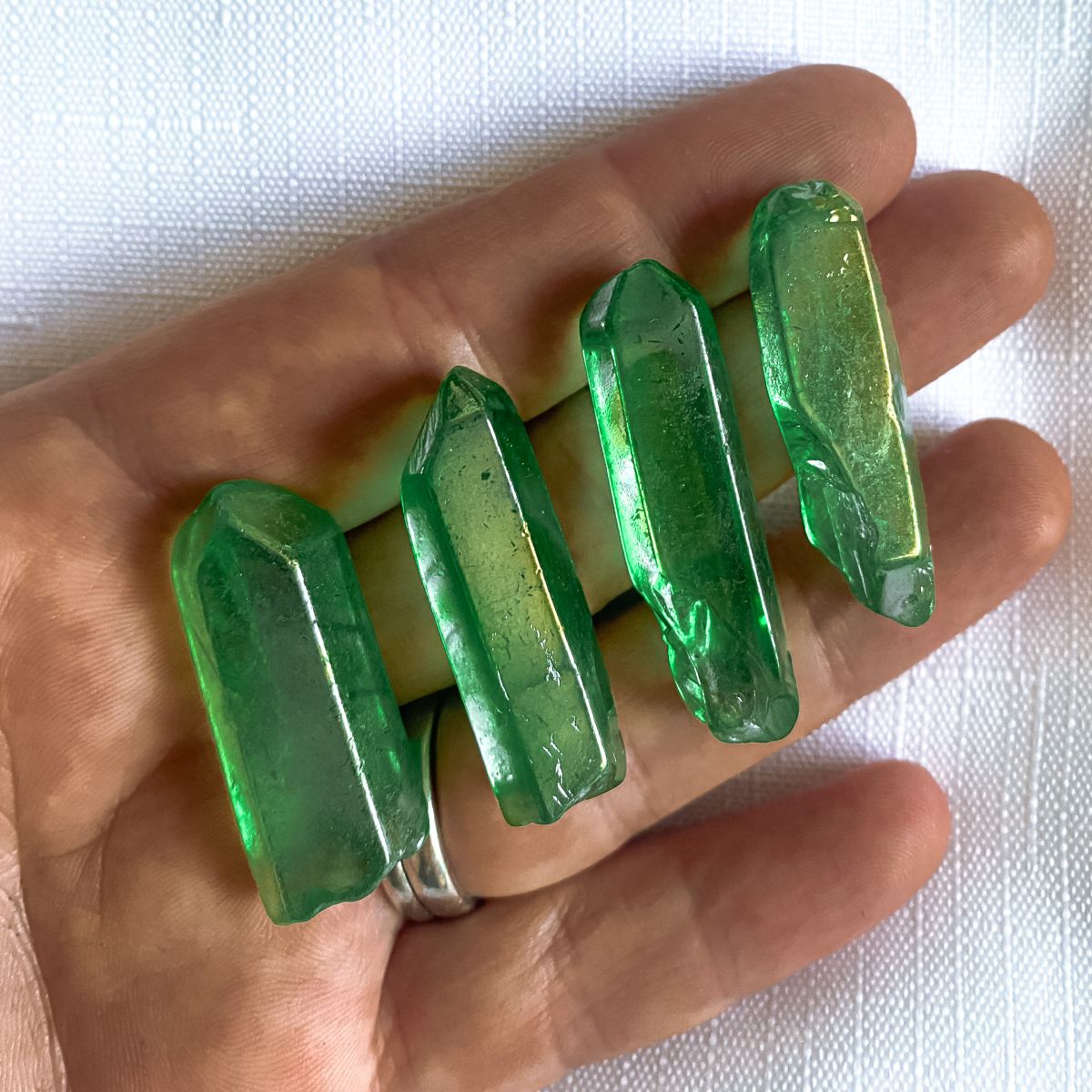 Green Aura Quartz Pieces | Medium