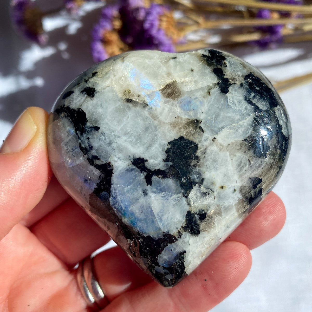 Rainbow Moonstone Heart