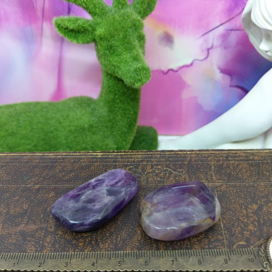 Chevron Amethyst Palm Stones - Small.