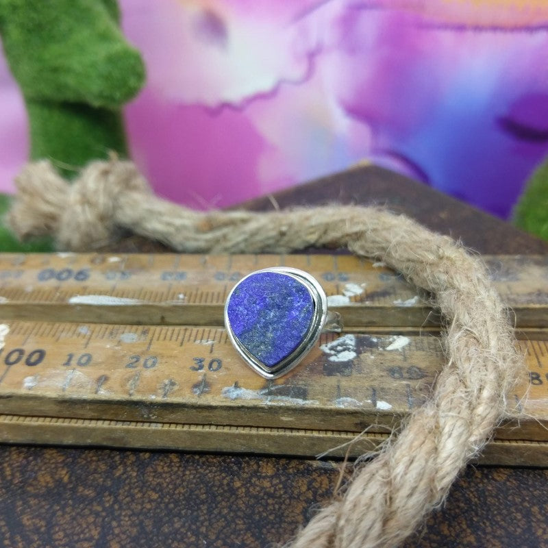 Size 6 - Lapis Lazuli Druzy & 925 Sterling Silver Ring.