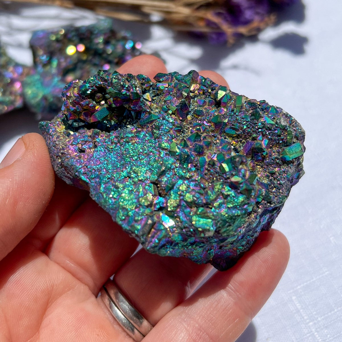 rainbow titanium arua quartz clusters