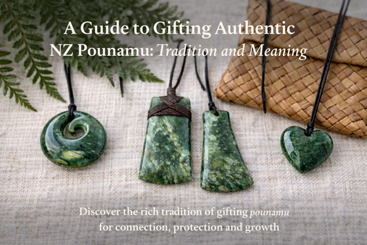 Authentic NZ pounamu pendants including koru, toki and mere, symbolising connection, protection and growth