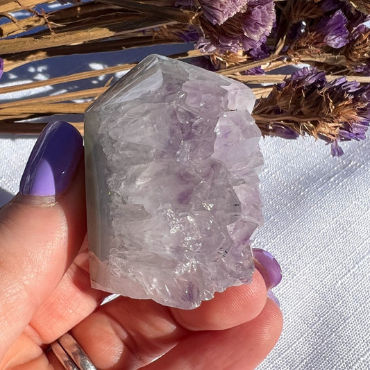Agate Point w/ Amethyst & Clear Quartz Druzy | Mini