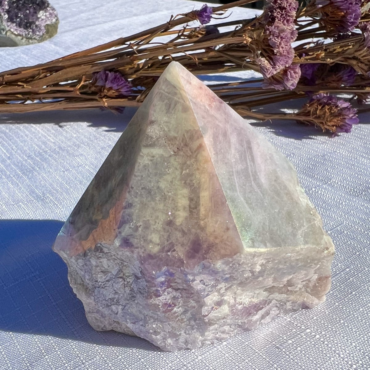 Chevron Amethyst Aura Cut Base Point