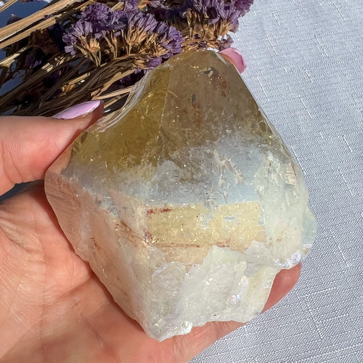 Citrine Aura Cut Base Point