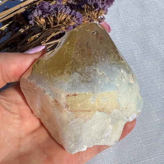 Citrine Aura Cut Base Point