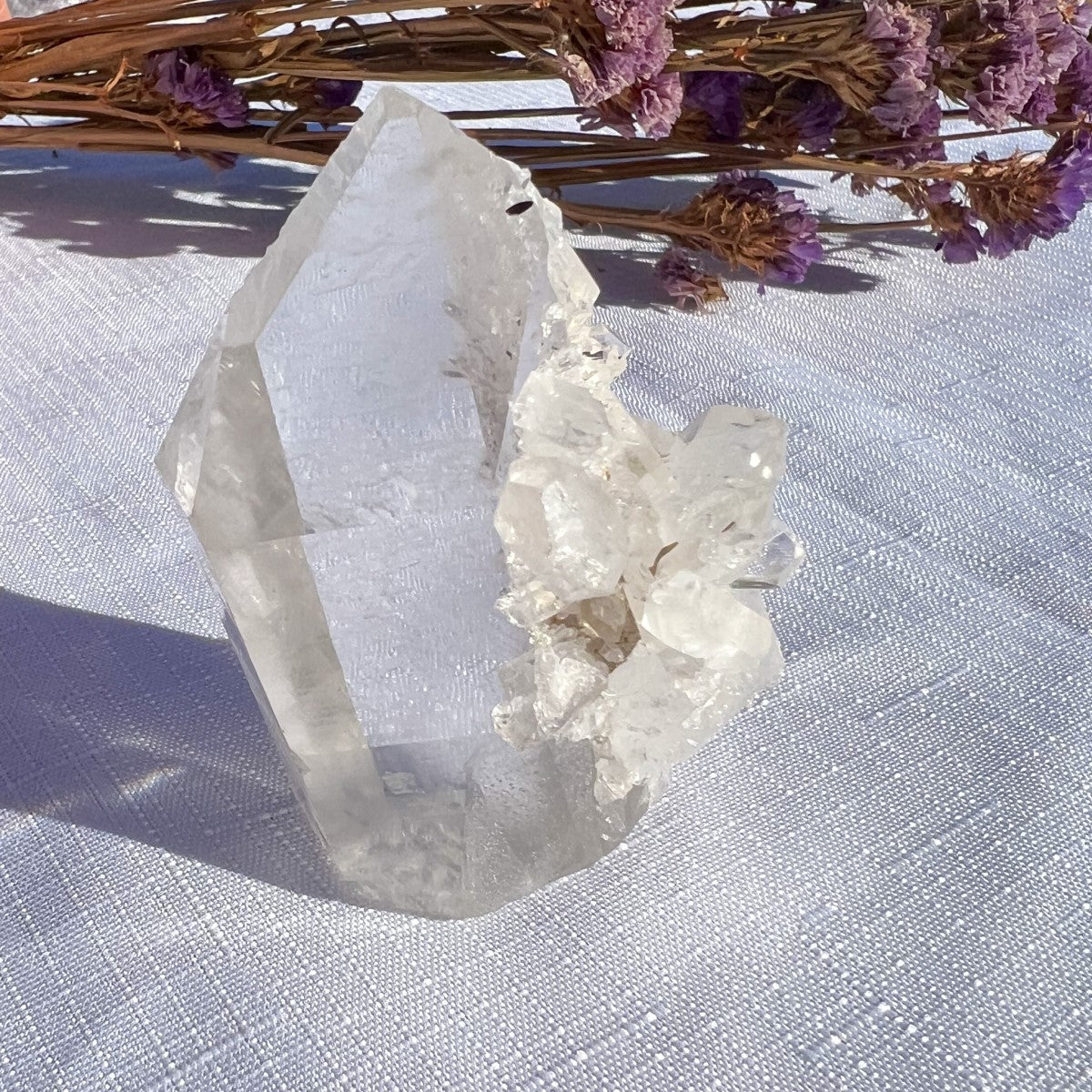 Clear Quartz Point with Cluster