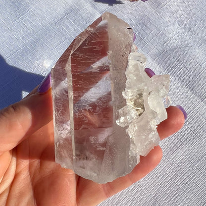 Clear Quartz Point with Cluster