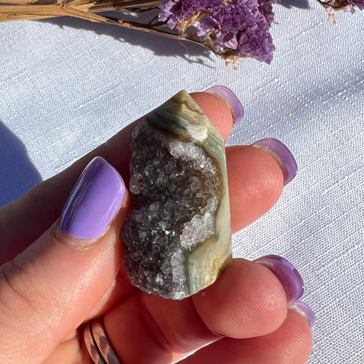 Druzy Banded Agate Point  Mini