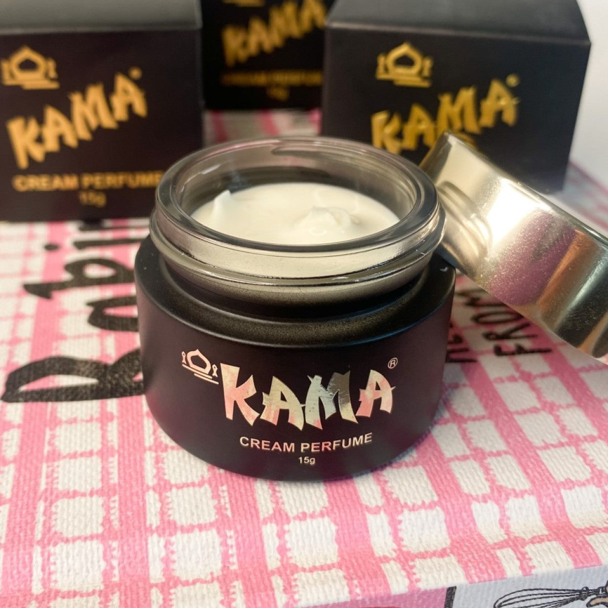 Kama Cream Perfume 15g in gold tin – original New Zealand solid fragrance with earthy floral notes, perfect for travel or daily use