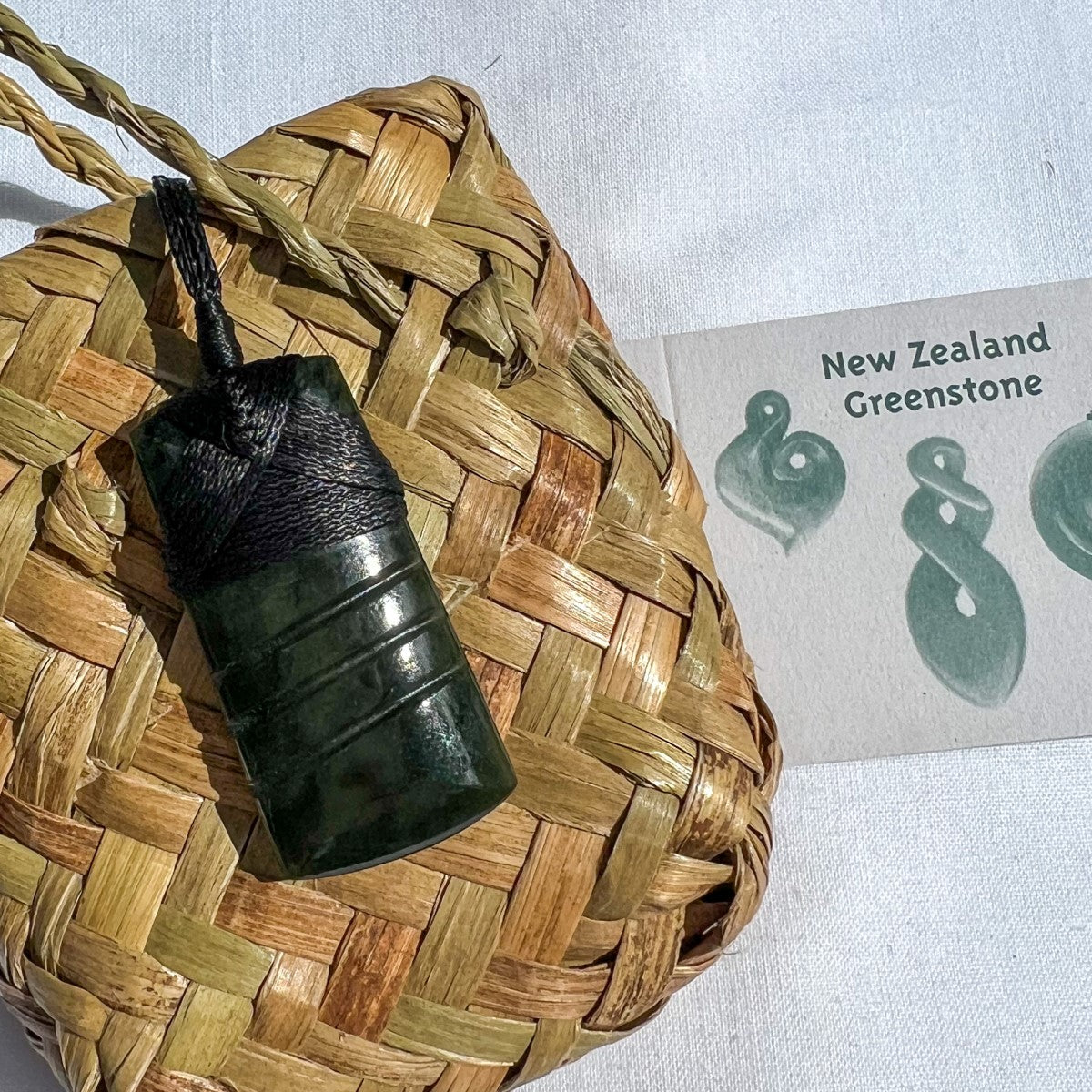 New Zealand Greenstone Engraved Toki Pendant 40mm