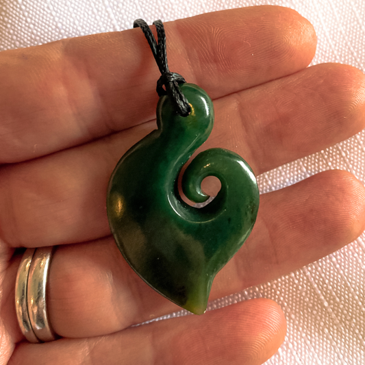 NZ Greenstone Koru Pendant 35mm – Symbol of New Beginnings