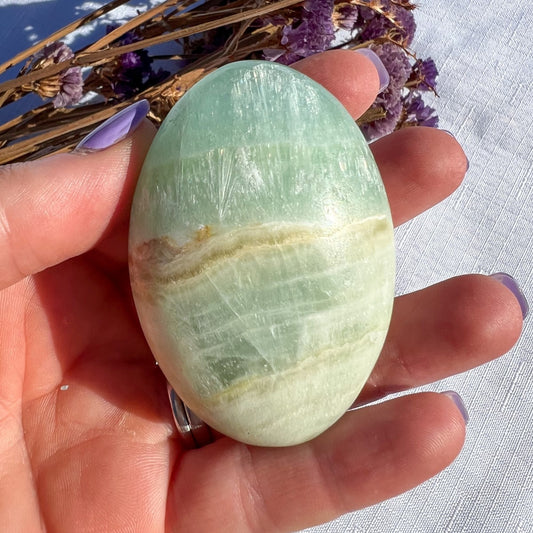 Pistachio Calcite Palm Stone