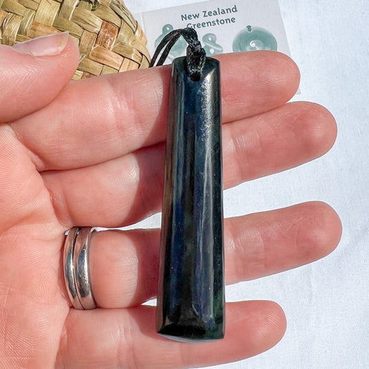 60mm New Zealand greenstone pendant with adjustable cord – genuine pounamu hand-carved in NZ. Includes kete and meaning card. Ships fast from Australia. Free shipping over $100.