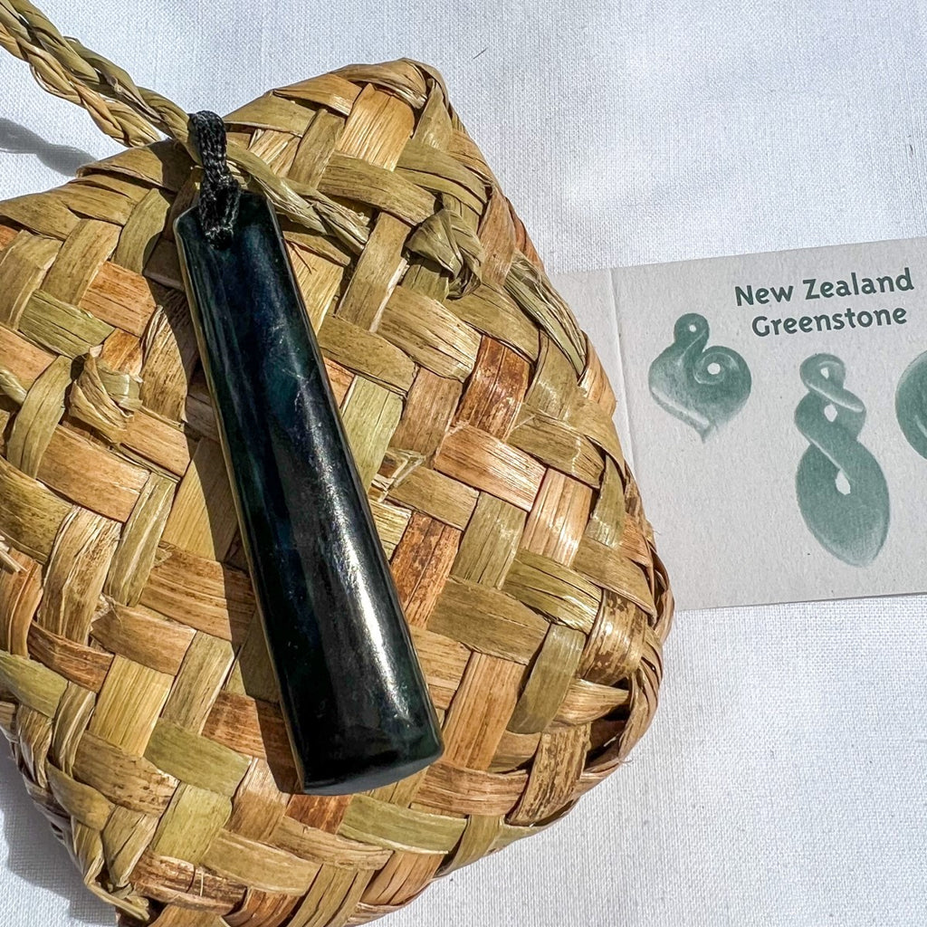 60mm New Zealand greenstone pendant with adjustable cord – genuine pounamu hand-carved in NZ. Includes kete and meaning card. Ships fast from Australia. Free shipping over $100.