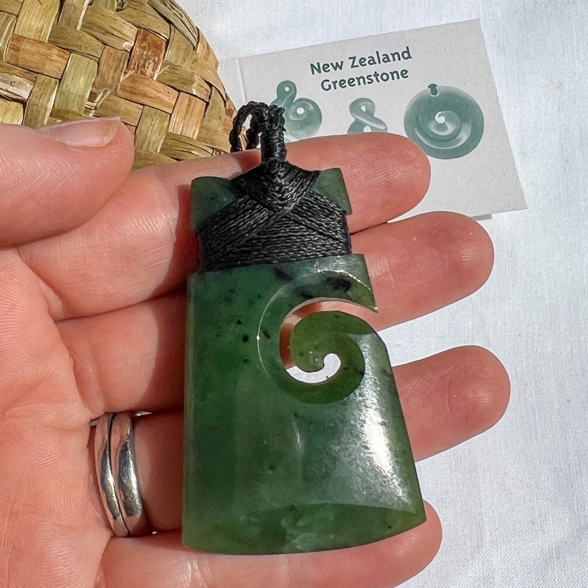 55mm New Zealand greenstone toki koru necklace – genuine pounamu symbolising strength, renewal, and balance. Adjustable cord. Includes kete and meaning card. Ships fast from Australia. Free shipping automatically included.