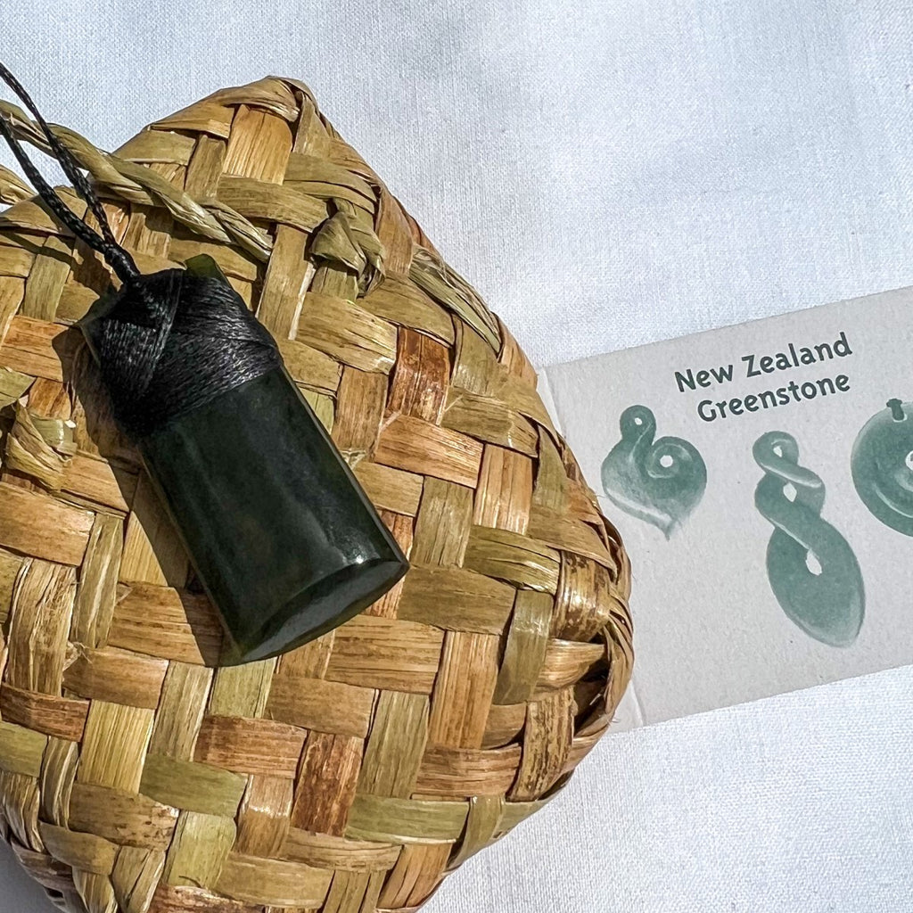 40mm New Zealand greenstone toki pendant with adjustable cord – genuine pounamu symbolising strength and determination. Ships fast from Australia. Free shipping over $100.