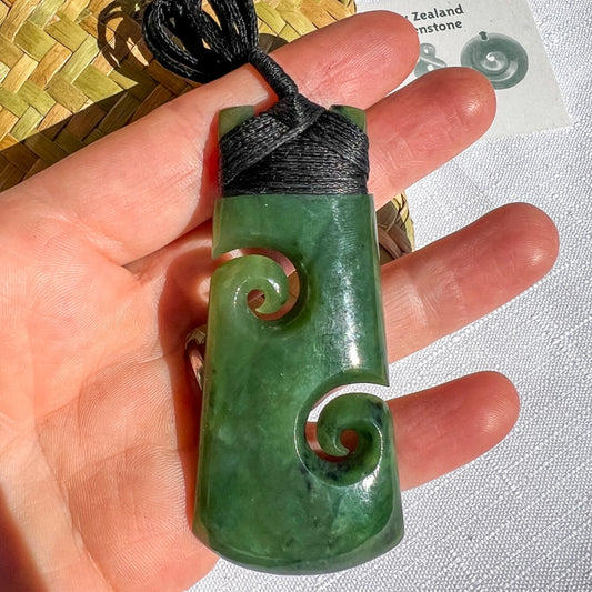 New Zealand Greenstone Double Koru Toki 70x32mm