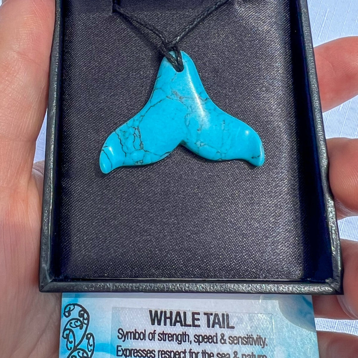 Turquoise Howlite Whale Tail Pendant | NZ Ocean Necklace