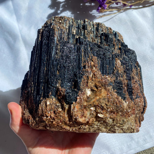 Black Tourmaline Chunk with Mica | Extra Large