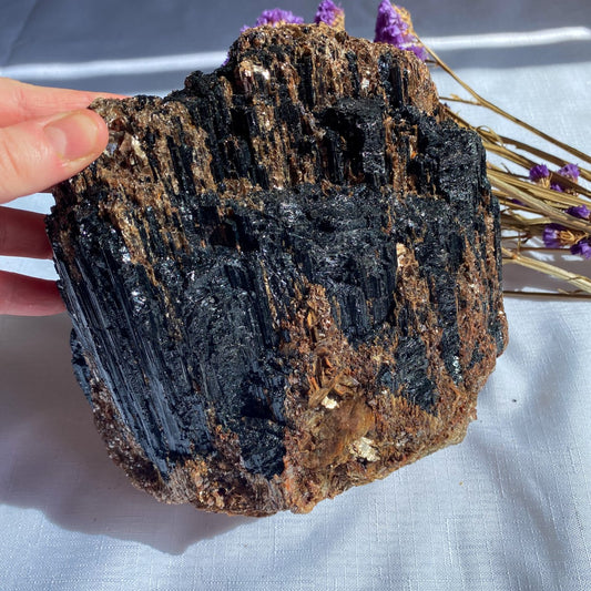 Black Tourmaline Chunk with Mica | Extra Large