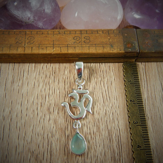 Chalcedony Aqua & Sterling Silver Pendant.
