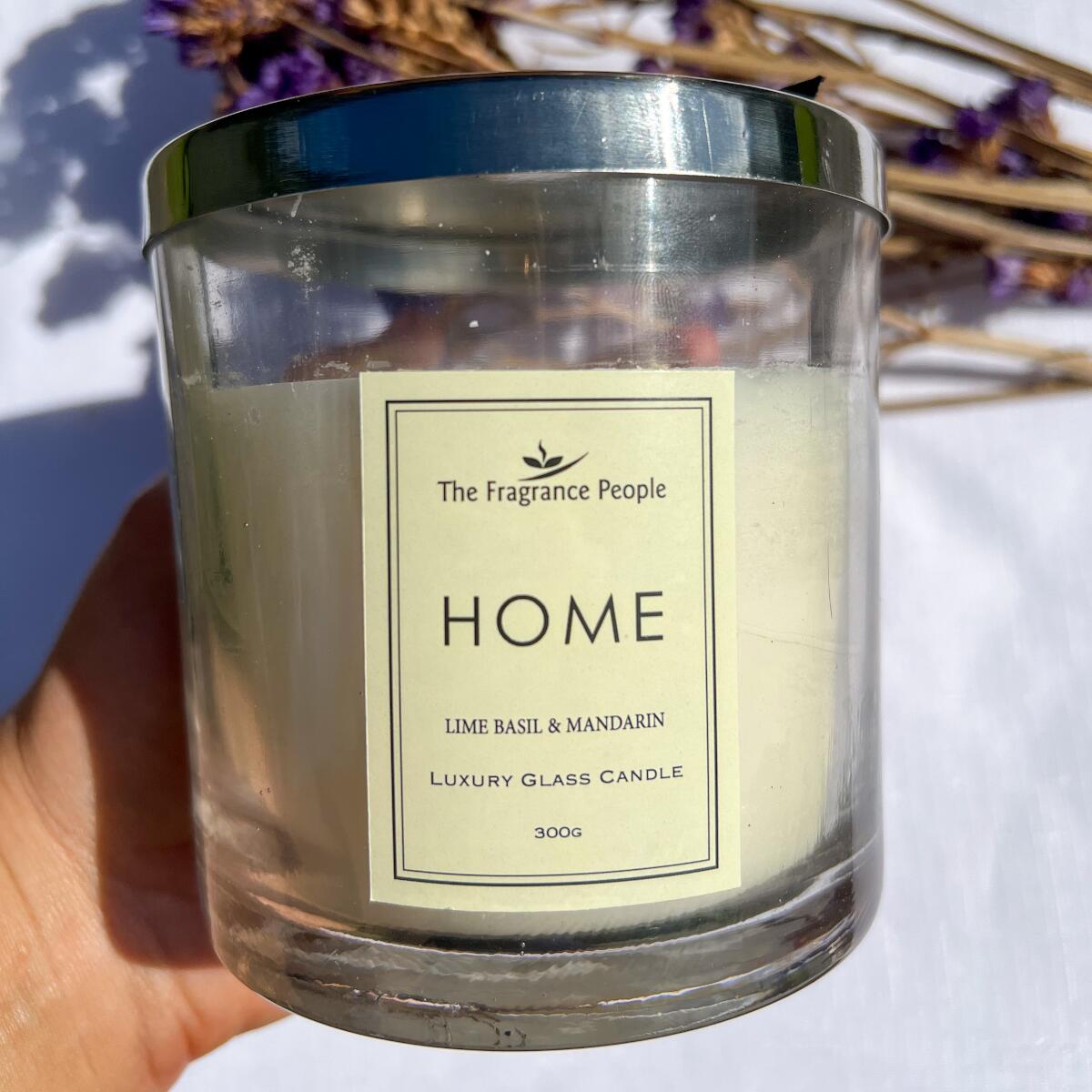 Home Lime Basil & Mandarin Glass Candle 300g