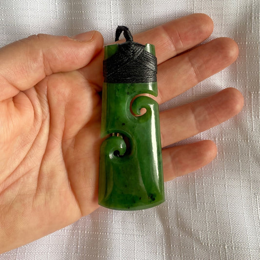 New Zealand Greenstone Double Koru Toki 70mm