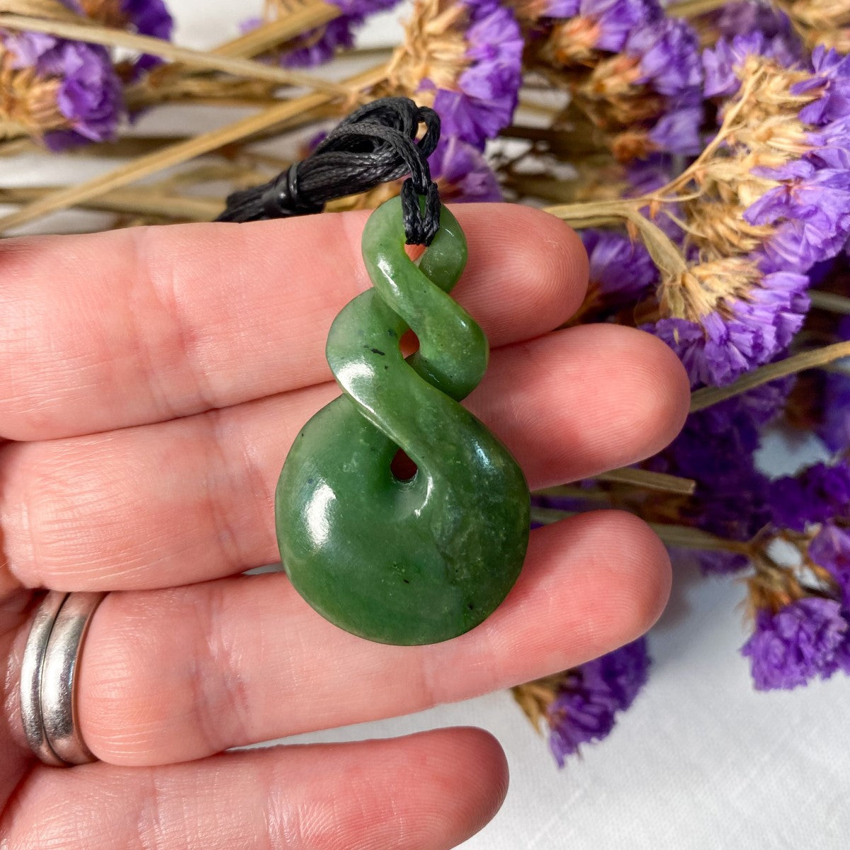 New Zealand Greenstone Double Twist Necklace 40mm