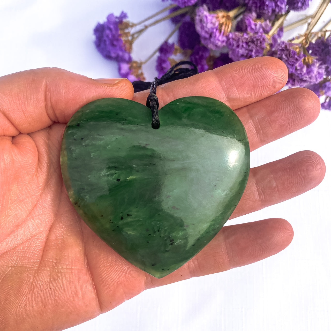 New Zealand Greenstone Heart Necklace 60mm