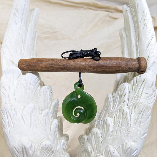 New Zealand Greenstone Koru Twist Necklace 35mm