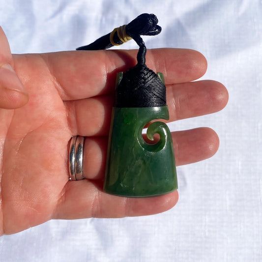 New Zealand Greenstone Toki Koru Necklace 50mm