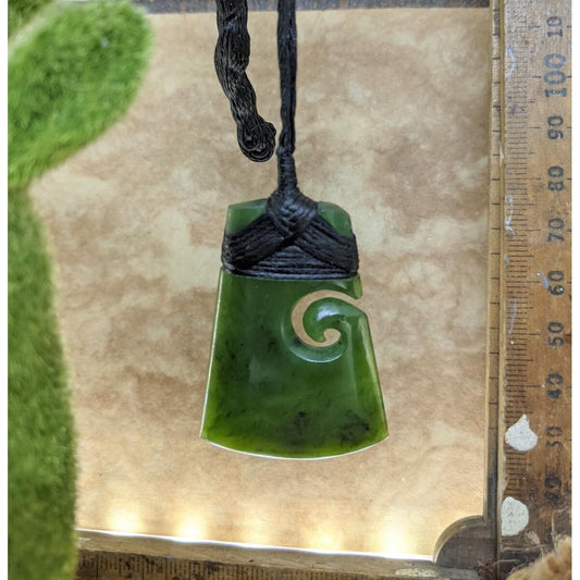 New Zealand Greenstone Toki Koru Necklace 50mm