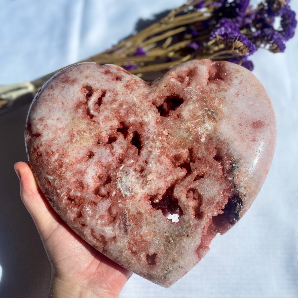 Pink Amethyst Druzy Heart