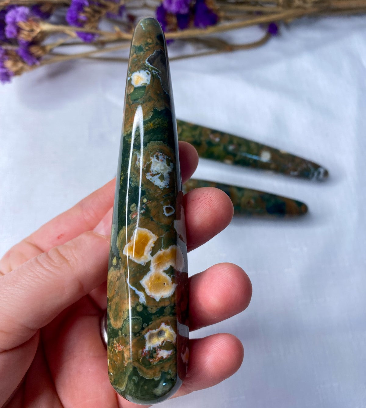 Polished Rhyolite (Rainforest Jasper) Massage Wand