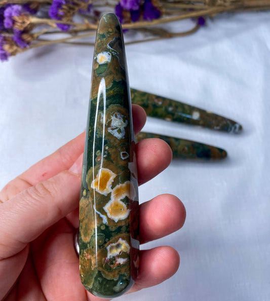 Polished Rhyolite (Rainforest Jasper) Massage Wand