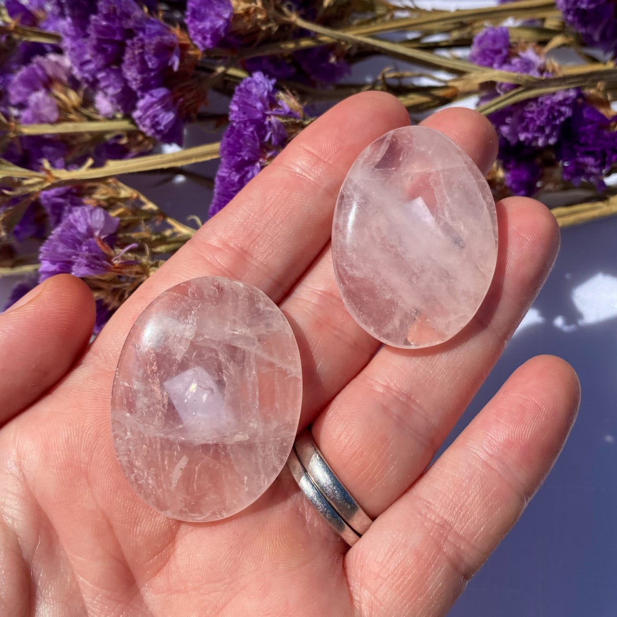Rose Quartz Palm Stones - Small