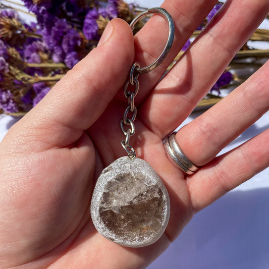 Smoky Quartz Ema Egg Key Chain