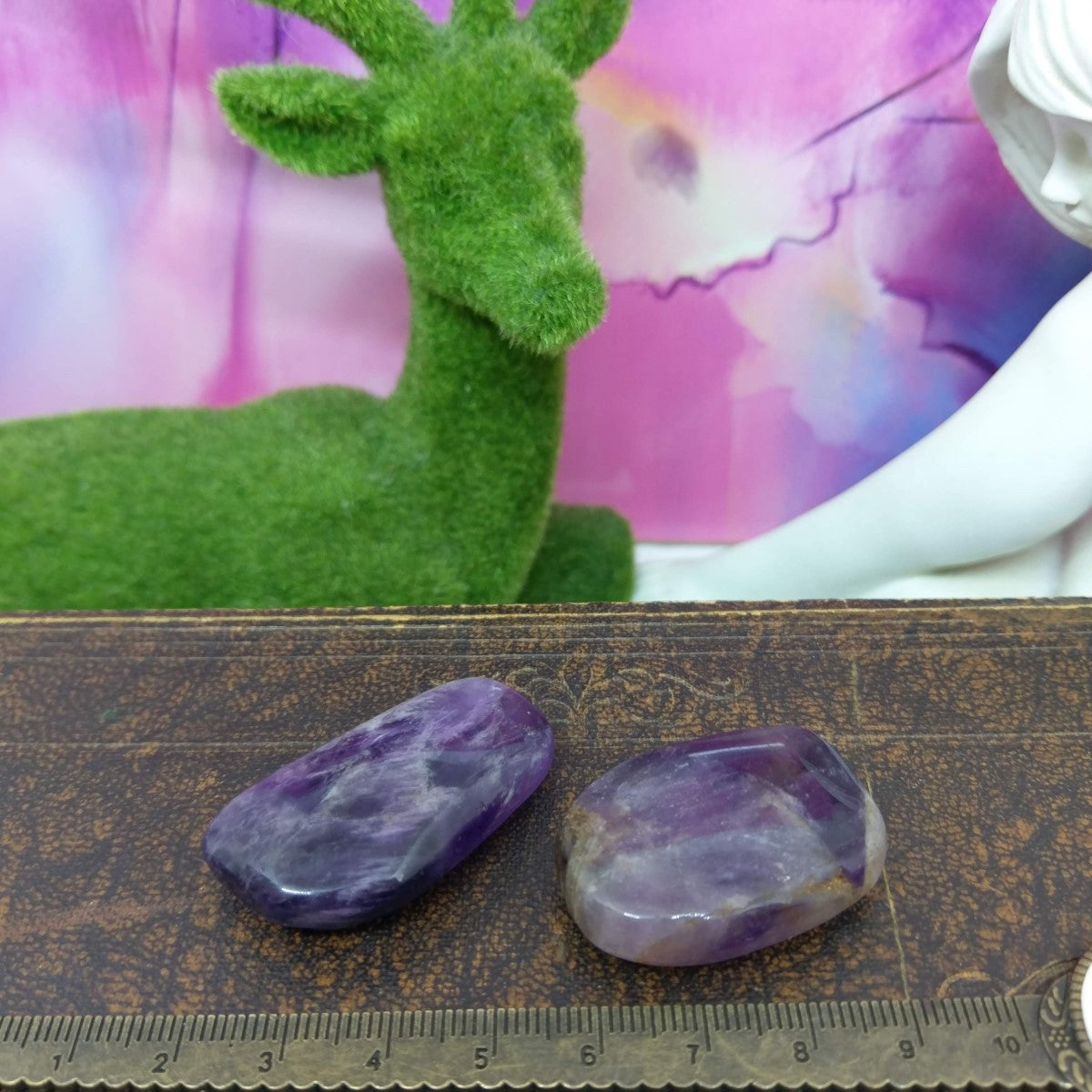 Chevron Amethyst Palm Stones - Small.