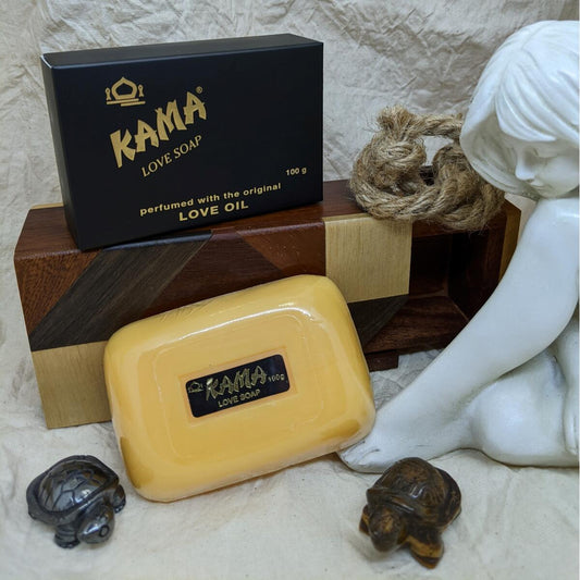 Kama Indian Love Soap 100g – rich, creamy bar soap scented with original Kama perfume oil, made with a luxury vegetable base and antioxidants