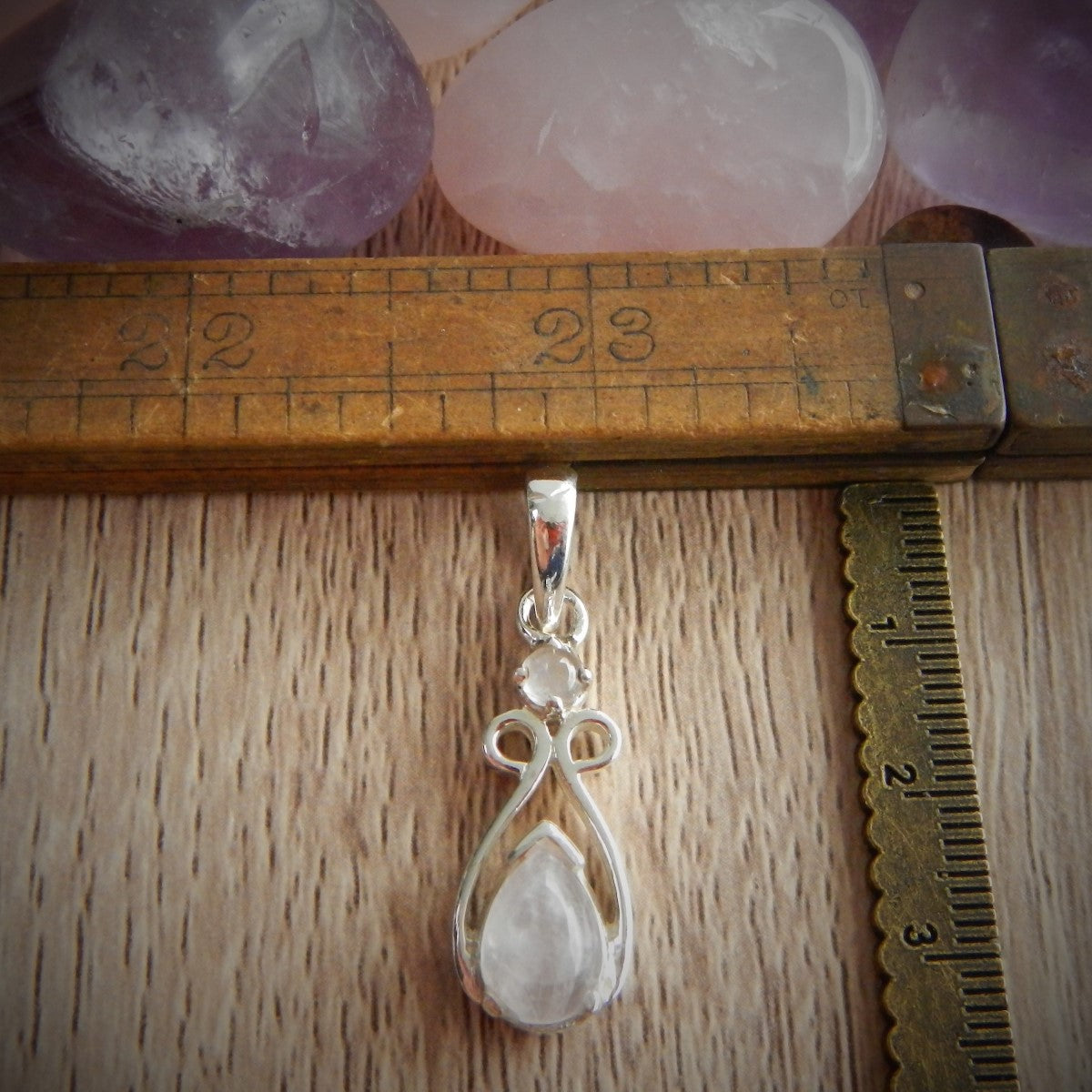 Rose Quartz & 925 Sterling Silver Pendant.
