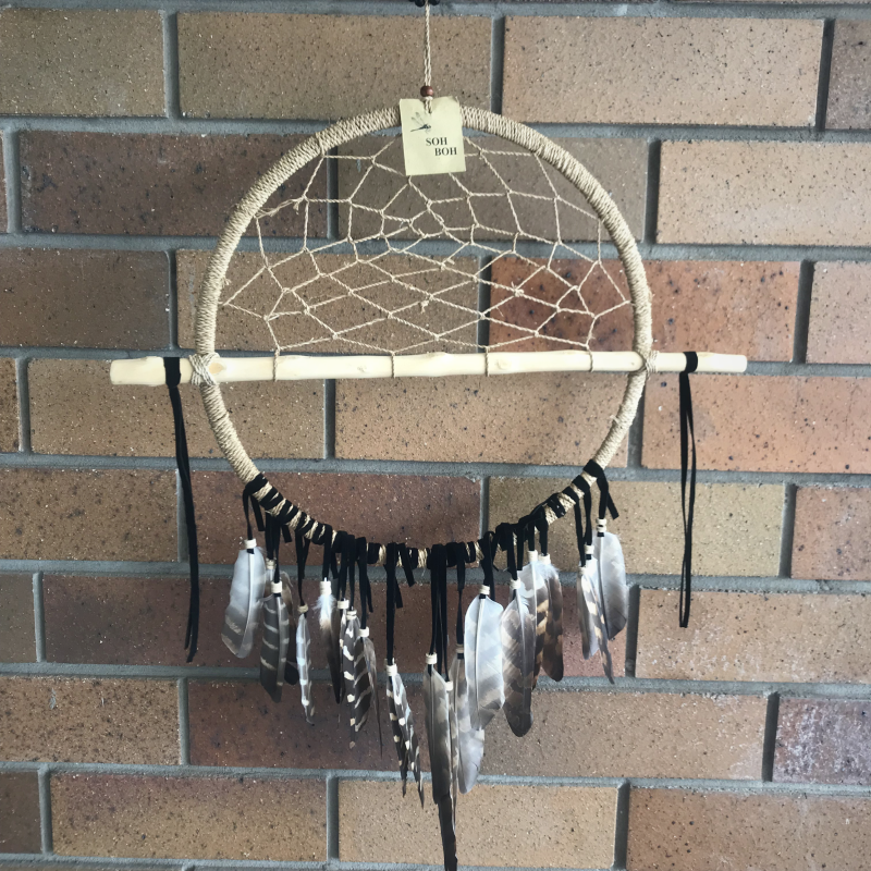 Striped Feather & Stick Dream Catcher.